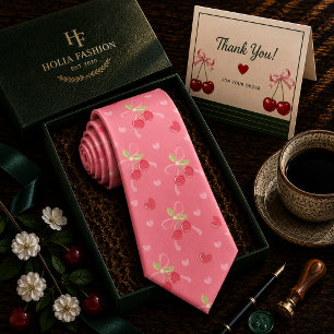 Cravate Motif Cerise Rouge Sucrée