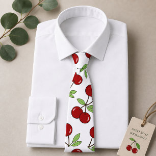 Cravate Motif Cerise Rouge Sucrée