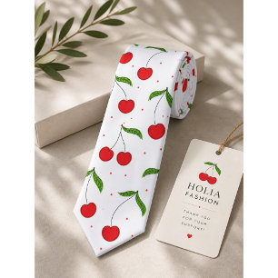 Cravate Motif Cerise Rouge Sucrée