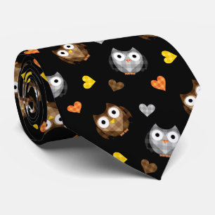 Cravate Motif Checkered adorable de hibou de huée