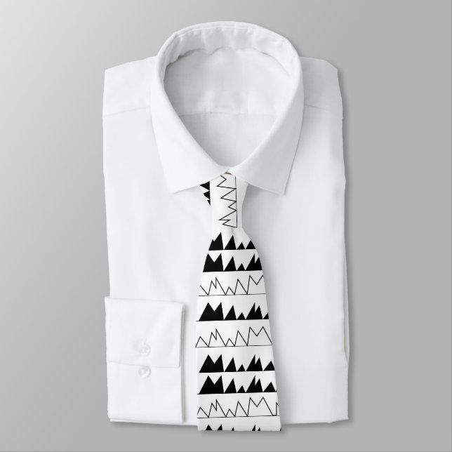 Cravate Motif Chevron noir et blanc (Attaché)