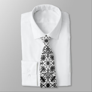 Cravate Motif chinois Art Nouveau - Noir et Blanc
