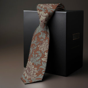 Cravate Motif Chrysanthème de William Morris Sarcelle Marr