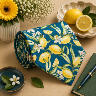 Cravate Motif Citron Agrumes