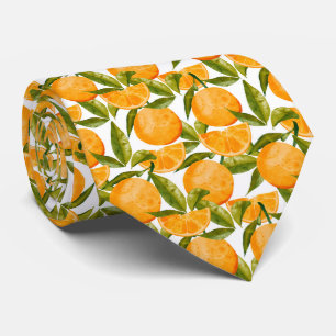 Cravate Motif Citron Orange Aquarelle