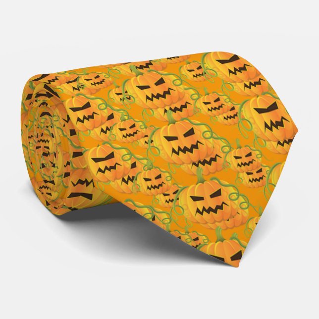 Cravate Motif Citrouille Orange Halloween (Roulé)