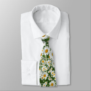 Cravate Motif classique de marguerite champs floraux blanc