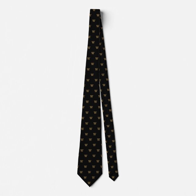 Cravate Motif classique personnalisé Monogramme initial or (Devant)