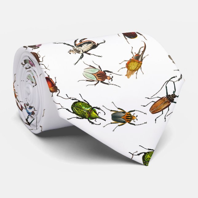 Cravate Motif coloré de bugs et de coléoptères Vintages (Roulé)