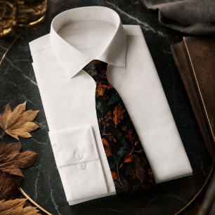 Cravate Motif Coloré de Feuilles d'Automne