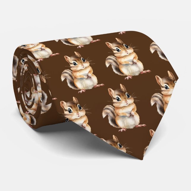 Cravate motif cool carrelé chipmunk (Roulé)