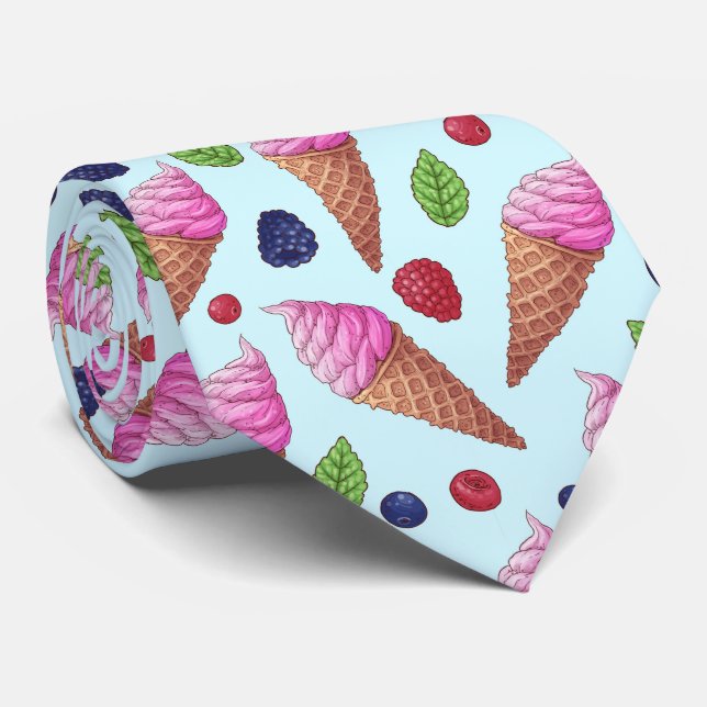 Cravate motif cool carrelé crème glacée (Roulé)