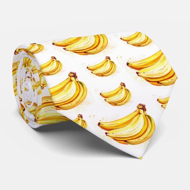 Cravate motif cool carrelé de bananes (Roulé)