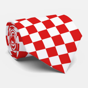 Cravate motif cool rouge blanc chèque carrelé