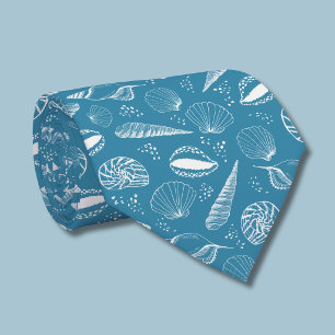 Cravate Motif coquillage bleu