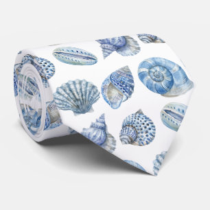 Cravate Motif Coquillage Soie Façon Océan Plage