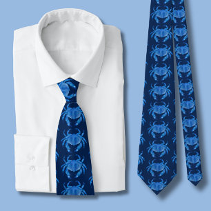 Cravate Motif Crabe Bleu