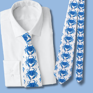 Cravate Motif Crabe Bleu