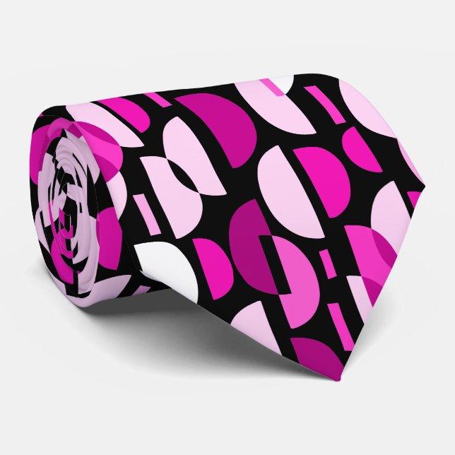 Cravate Motif croissant 010921 - Magenta Pink (Roulé)