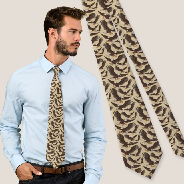 Cravate Motif d'aigle attaquant (Créateur téléchargé)