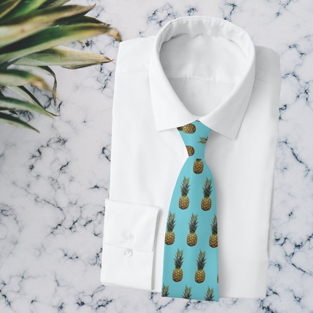 Cravate Motif d'ananas Robin Egg Blue Tropical Tiki Cravat (🍍Don't miss out on the pineapple fun this summer🍍)
