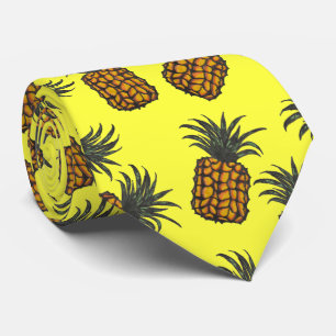 Cravate motif d'ananas tropical peint à la main