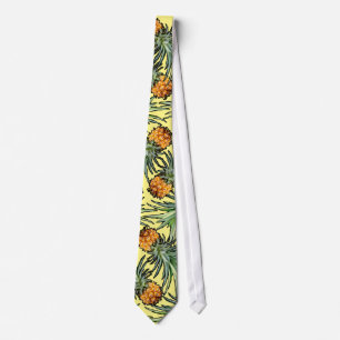 Cravate Motif d'ananas tropical sur jaune