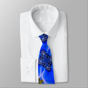 Cravate Motif d'anémone du Jardin bleu
