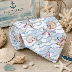 Cravate Motif d'animaux marins à l'aquarelle