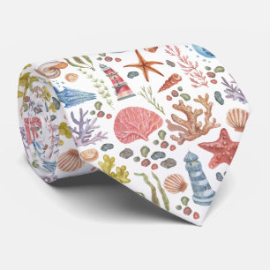 Cravate Motif d'animaux marins à l'aquarelle