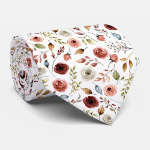 Cravate Motif d'aquarelle en terre cuite