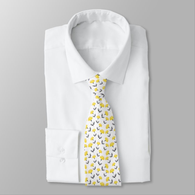 Cravate Motif d'aquarelle gris jaune (Attaché)