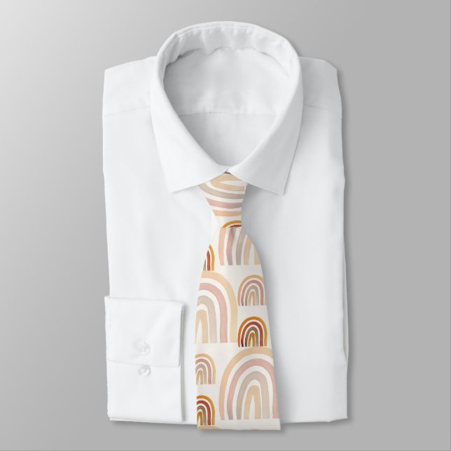 Cravate Motif d'aquarelle Pastel Earthy Rainbow (Attaché)