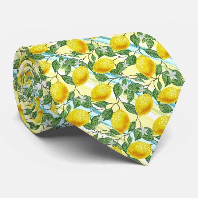 Cravate Motif d'art de fruit de citron tropical classe d'é (Roulé)