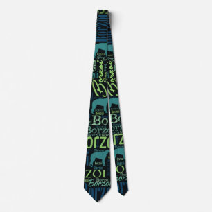 Cravate Motif d'art de mot de chien de barzoï