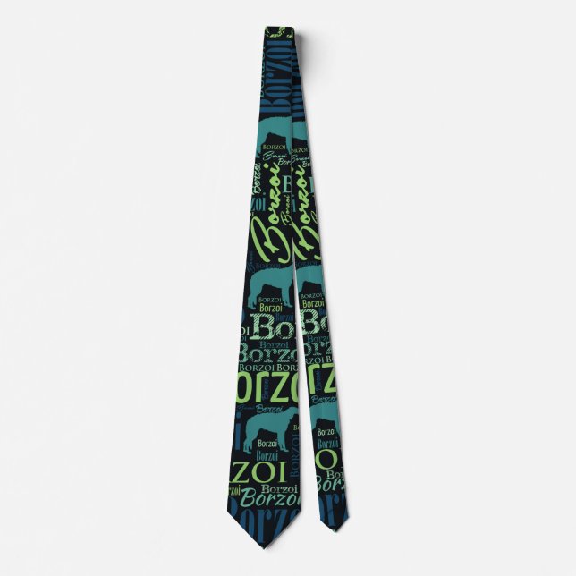Cravate Motif d'art de mot de chien de barzoï (Devant)