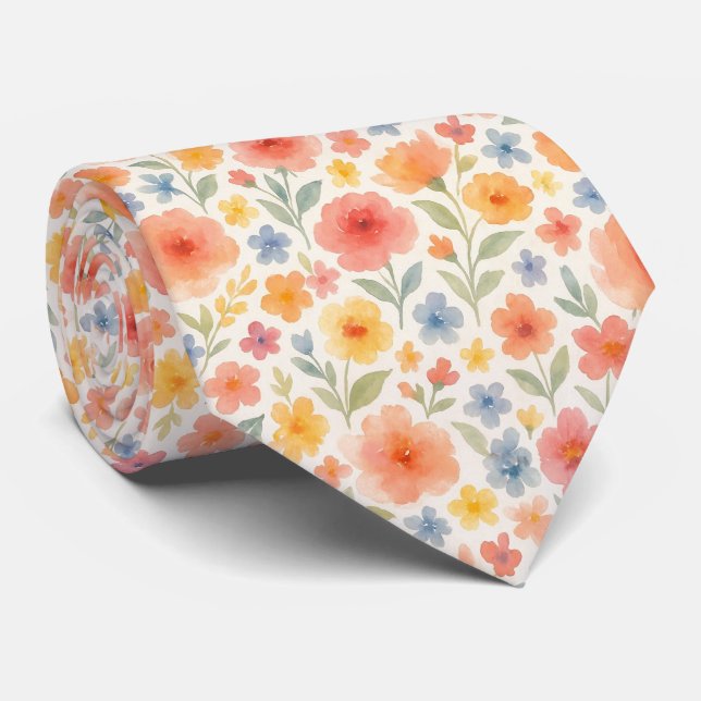 Cravate Motif d'art floral français chic shabby chic éléga (Roulé)