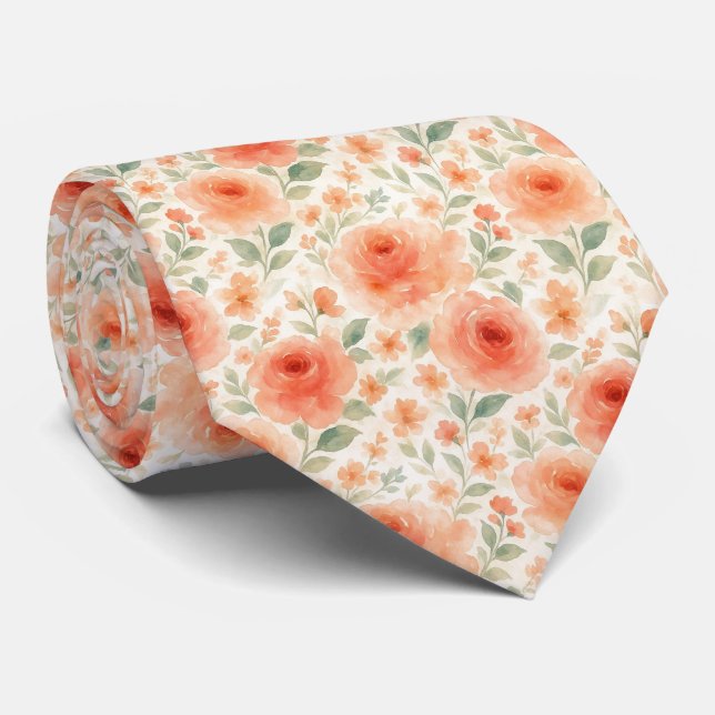 Cravate Motif d'art floral français chic shabby chic éléga (Roulé)