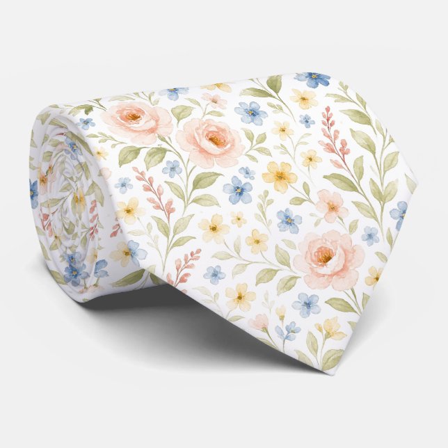 Cravate Motif d'art floral français chic shabby élégant (Roulé)