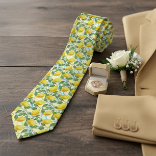 Cravate Motif d'art fruité au citron tropical estival chic