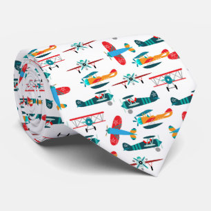Cravate motif d'avion rétro vintage