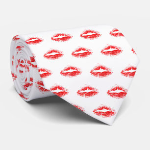 Cravate Motif de baiser au rouge à lèvres rouge