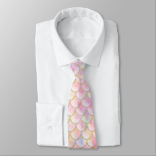 Cravate Motif de balance de sirène Pastel Iridescente