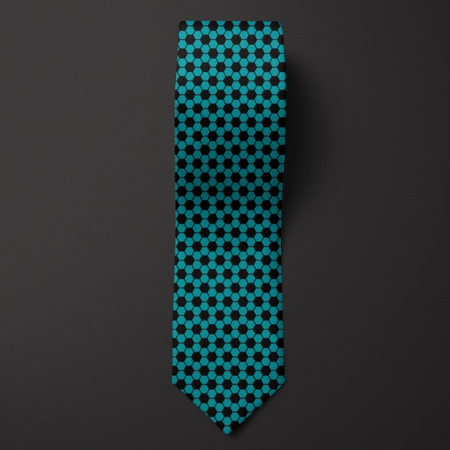 Cravate Motif de balle de football Football turquoise (Créateur téléchargé)