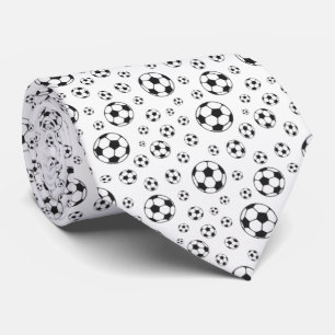 Cravate Motif de ballon de football noir et blanc