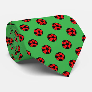 Cravate Motif de ballon de football rouge
