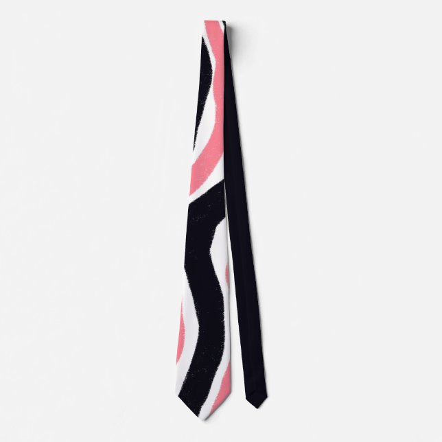 Cravate Motif de bande Abstrait rose tendance (Devant)