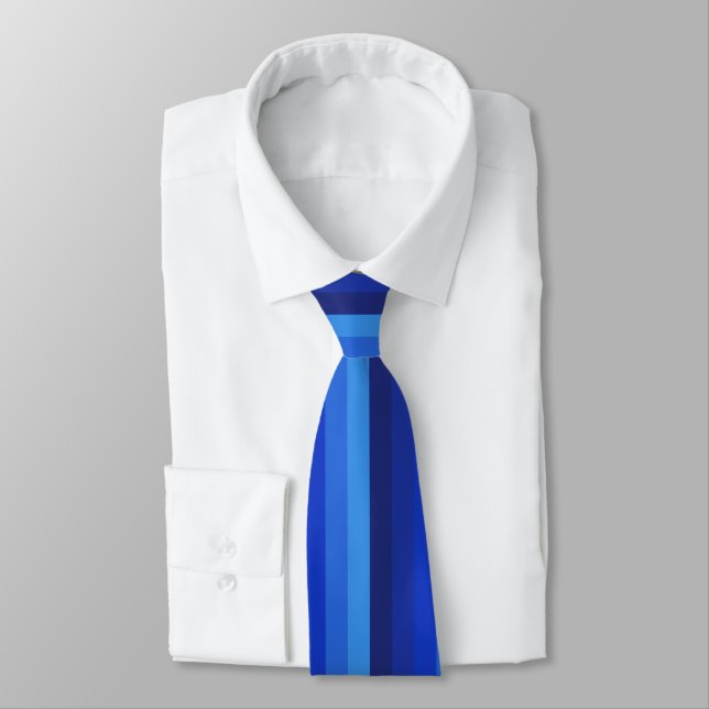 Cravate Motif de bande de dégradé bleu gras (Attaché)