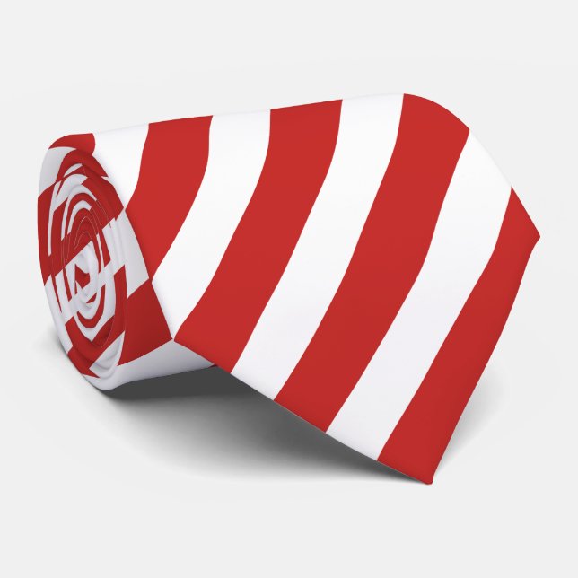 Cravate Motif de bande diagonale rouge et blanc (Roulé)