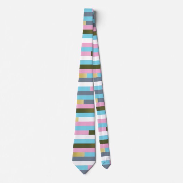 Cravate Motif de bandes de couleurs aléatoires (Devant)